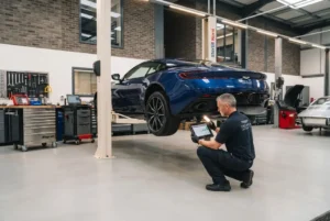 Auto inspection services for premium cars at a specialist automotive workshop
